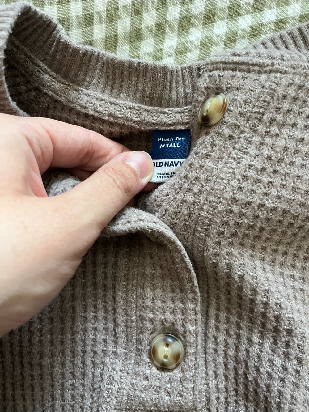 Old Navy Waffle Henley Long Sleeve Top - Mauve - Picture 2 of 3